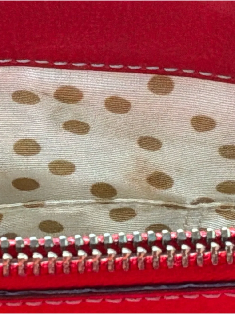 kate spade Red Leather Tote with Gold Plaque